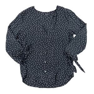 Madewell - Silk Star Scatter Tie Sleeve Top in Black & White